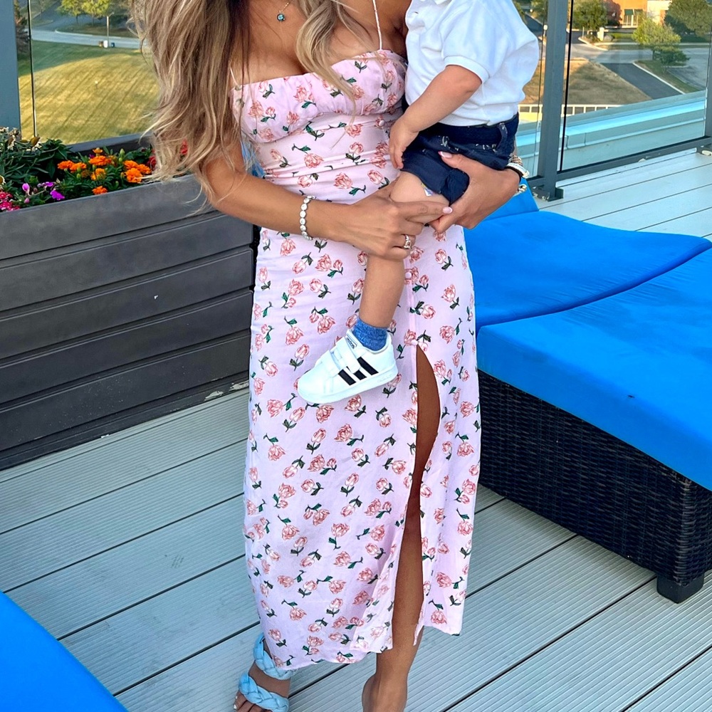 Floral print corset dress